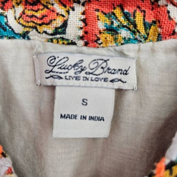 Lucky Brand Dashiki Shift Dress Cream Neon S - Picture 6 of 8